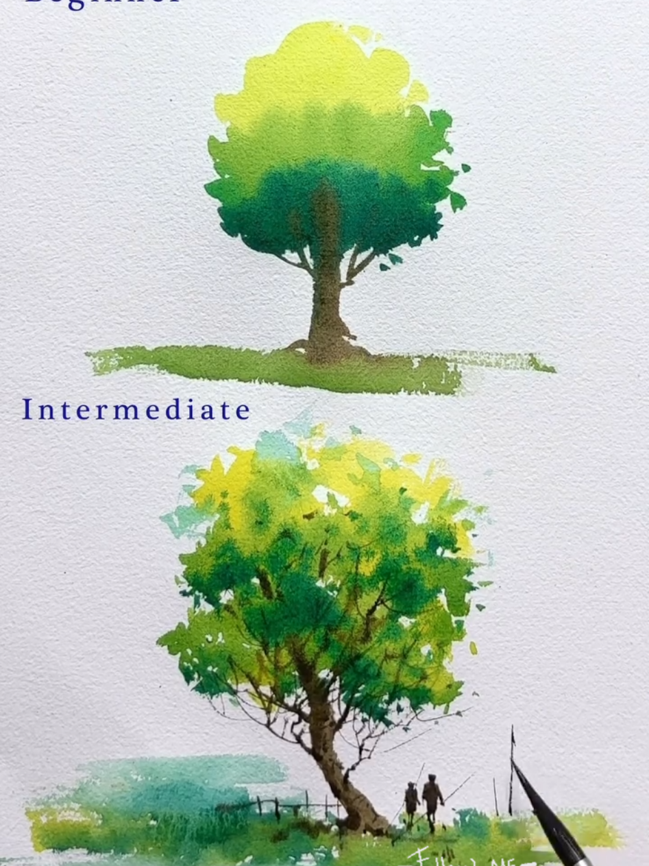 Easy Watercolor Tree Painting 🌳 | Beginner to Intermediate Tutorial #WatercolorTutorial #WatercolorPainting #WatercolorArt #PaintingTutorial #WatercolorForBeginners #LandscapePainting #WatercolorBliss