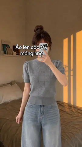 Áo len cộc tay mỏng nhẹ #aolencoctay #OOTD #myoutfit #phoidoxinh #kem 