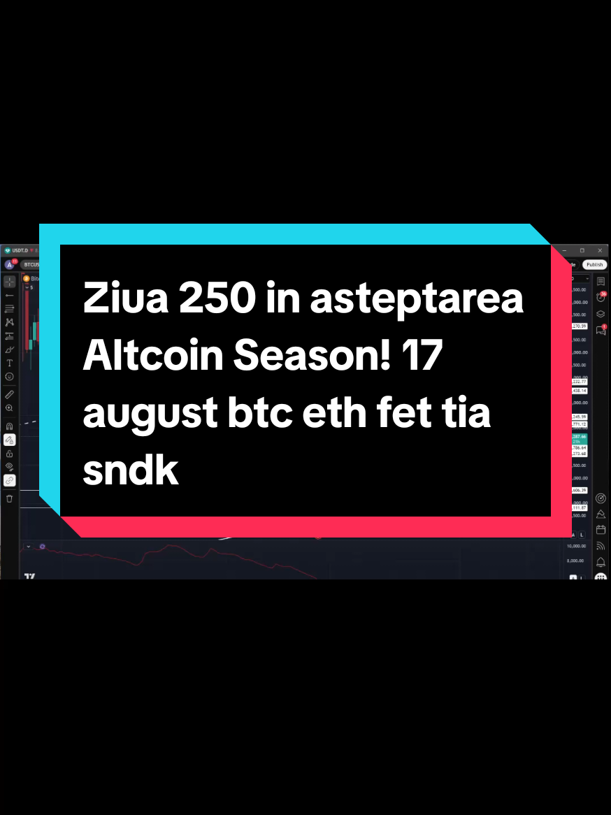 Neața! Am făcut analiza tehnică de astăzi, 17 august 2026, pe BTC, ETH, SNDK, TIA și FET. BTC și ETH au închis săptămâna cu un Tweezer Top, iar acest pattern poate deschide posibilitatea unei noi scăderi și a unui Lower Low în această săptămână. Deocamdată este important să urmărim reacția prețului și dacă structura bearish va fi confirmată. SNDK arată foarte bullish și, dacă își păstrează structura actuală, mă aștept să vedem o continuare a creșterii către zona de 2.000$ în următoarele zile. În schimb, FET rămâne într-o structură slabă, iar scenariul meu principal este să vedem un nou Lower Low dacă presiunea de vânzare continuă. TIA nu oferă încă acea mișcare de tip V-Shape Recovery de care avem nevoie pentru a confirma că această corecție s-a încheiat. Până la apariția unei confirmări clare, rămâne posibilă continuarea corecției. În videoclip am analizat structurile, zonele de lichiditate și principalele scenarii pe care le urmăresc pentru fiecare activ. ⚠️ Această analiză este strict informativă și are scop educativ. Nu reprezintă sfaturi financiare sau recomandări de investiții. Fiecare persoană este responsabilă pentru propriile decizii și pentru gestionarea propriilor investiții. #crypto #analizatehnica #bitcoin #btc #ethereum 