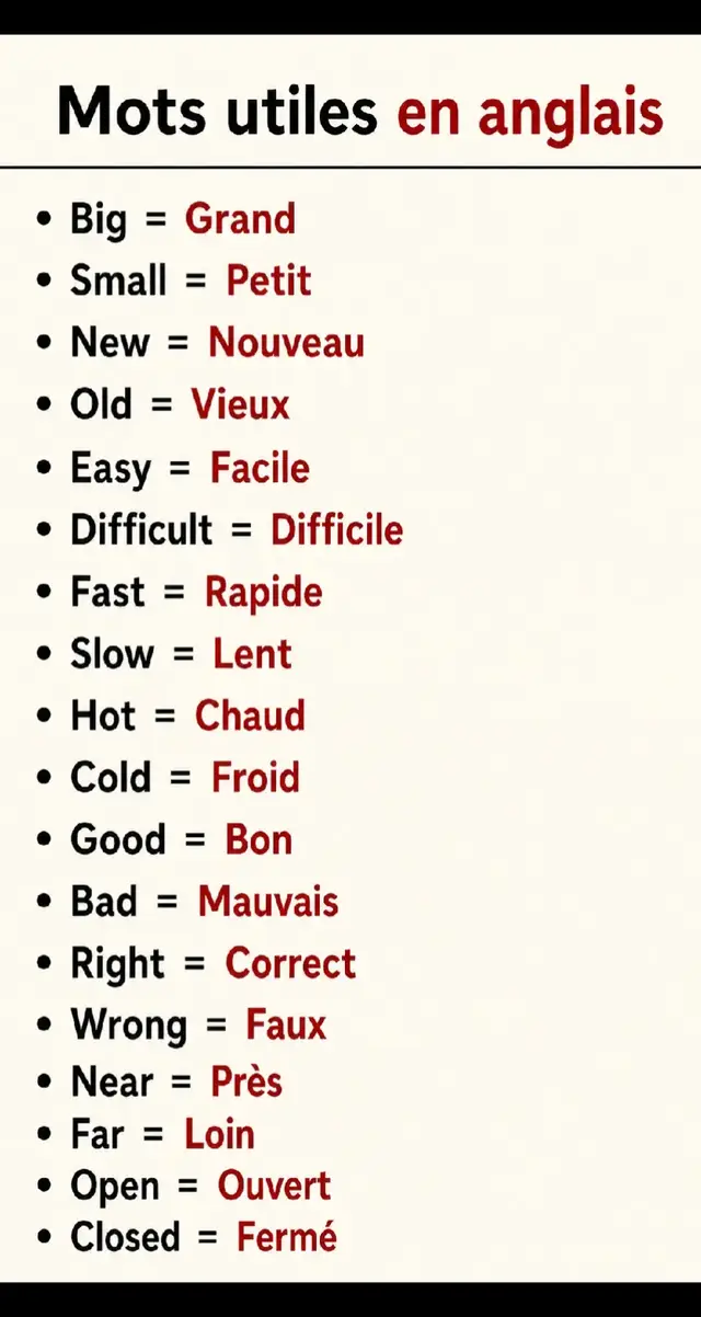 mot utiles en anglais 