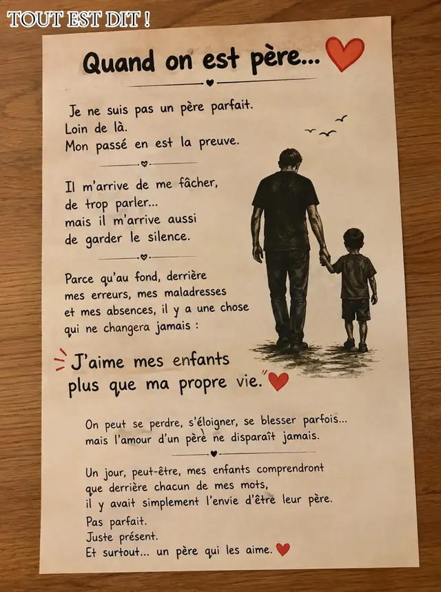#Papa #MesEnfants #AmourDePère #Famille #PapaCoeur   @sandrinelanouvelle         La vie peut créer des distances, les chemins peuvent se séparer, mais l’amour d’un père reste toujours là. Un jour, peut-être, mes enfants comprendront simplement que je voulais être leur père… avec mes défauts, mes erreurs, mais avec tout mon cœur. ❤️......pas juste avec l'argent et le matériel....... IL Y AURA UNE SUITE A CETTE PUBLICATION ET LA VOUS COMPRENDREZ MON HISTOIRE 😏