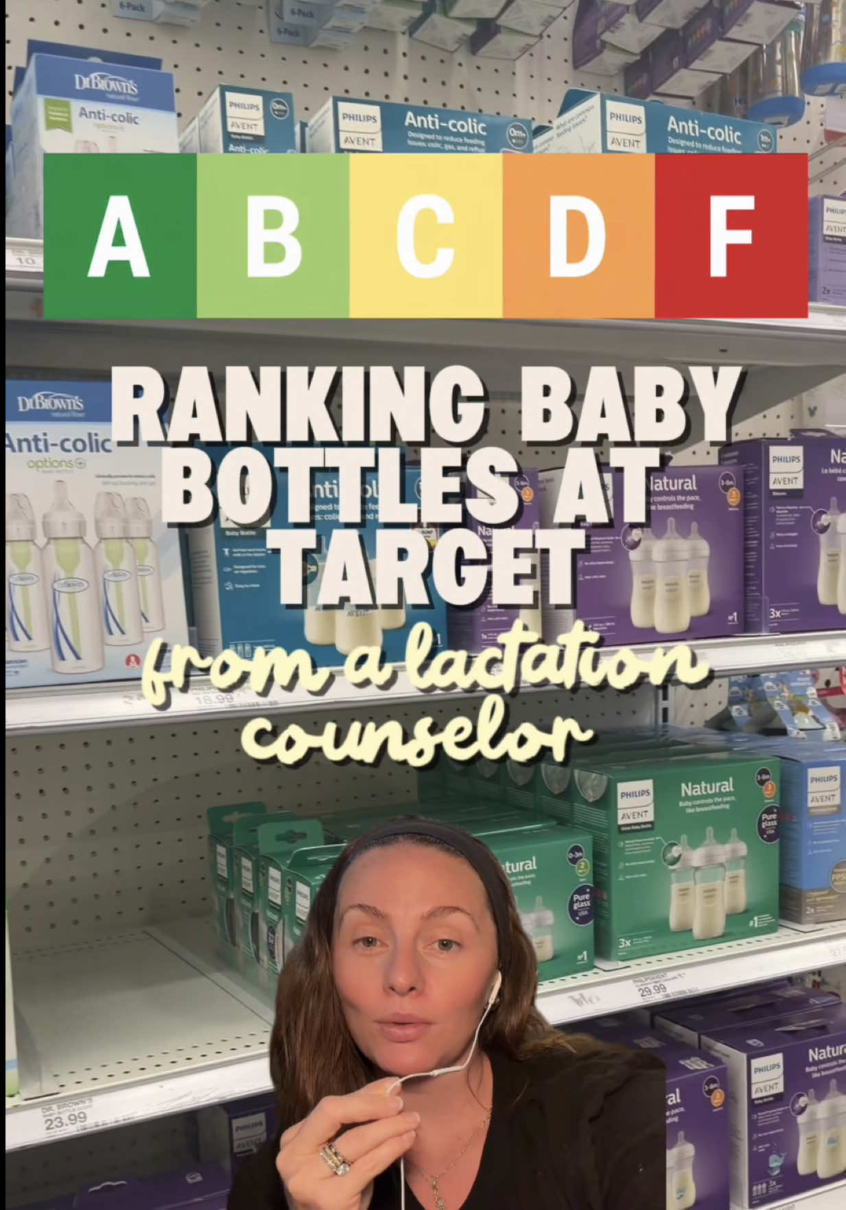 Ranking baby bottles at Target as a lactation counselor 🍼👀 When I’m choosing a bottle for a breastfed baby, I’m looking at things like nipple shape, flow rate, and how well it supports a deep latch. But remember: there is NO bottle that works perfectly for every baby. A bottle I gave a C might be the only bottle your baby would take, and that matters way more than my grade. 😂 These are simply the bottles I’m more (or less) likely to recommend based on their design and what I’ve seen work well for breastfed babies. And save this one for your next Target run or baby registry! 🍼