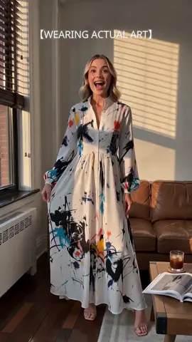POV: This dress has *actual art* on it 🎨✨ Pockets + silky smooth? YES. #sohochic #TikTokshopbacktoschool #weeklydeals #payday #ArtDress #TikTokFashion #SmartCasual #DressGoals