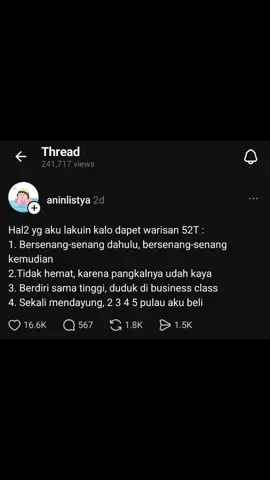 kalo dapet 52T, klean mau ngapain gesss?? source: aninlistya (on threads) #fyp #foryourpage #jokes #asbun #netizen 
