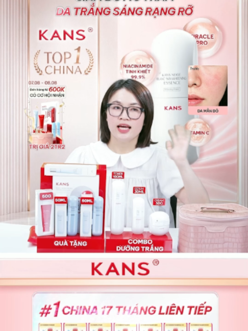 Combo 3 món KANS Trắng phù hợp cho team muốn chăm da xỉn màu, thâm sau mụn và cần routine đầy đủ hơn 🤍✨#Kansskincare #Niacinamide #skincaretips #Glowskin #chamdakhoahoc #KANS #brightening #fyp #ComboKANSTrắng