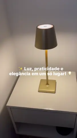Luminária LED de Mesa Touch Recarregável USB-C Sem Fio 3 Tons  #LuminariaLED #LuminariaDeMesa #LuzLED #CasaAconchegante #Decoracao 