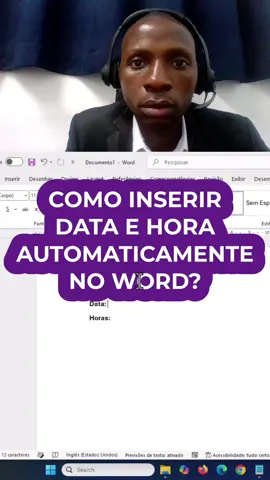 Como inserir a data e horas actuais no Microsoft Word? #horas #datas #office #dicasdeinformática #microsoftword 