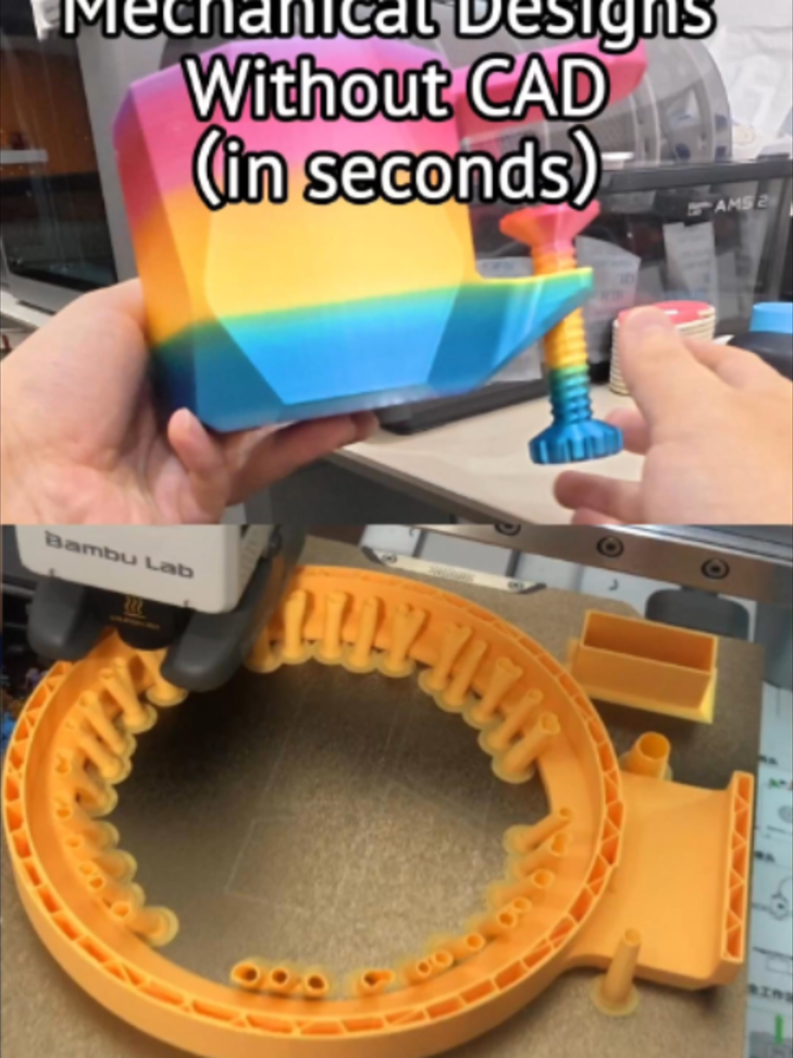 Mechanical Designs Without CAD In Seconds #3dprinting #3dmodeling #3dprinter #aitools #3dart #3dprinted #cad #fyp #Tech #3d #handmade #blender #cable #sparkoh.ai #satisfying #satisfyingvideo #Storage #StressRelief #stressfree#Sparkoh.ai