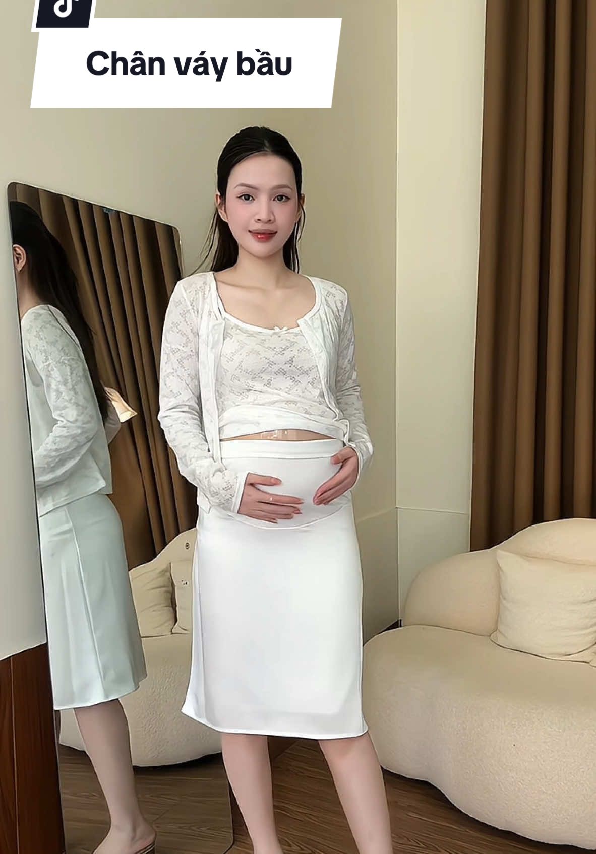 Chân váy lụa bầu xinh sang, hotrend nha ce #xuhuong #mebau 