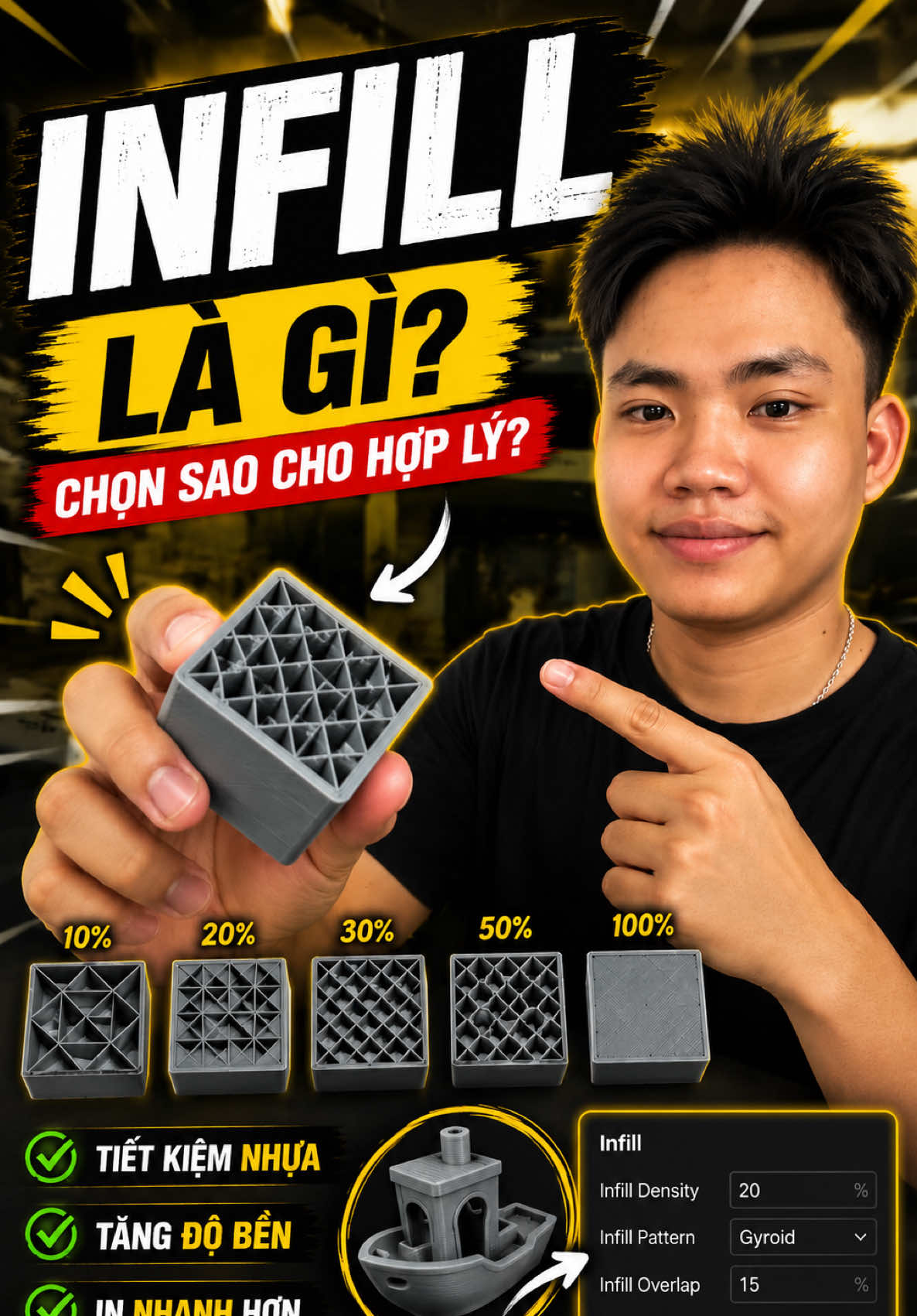 Infill là gì??? #creatorsearchinsights #dongin3d #printer3dprinted #Trending #bambulab 