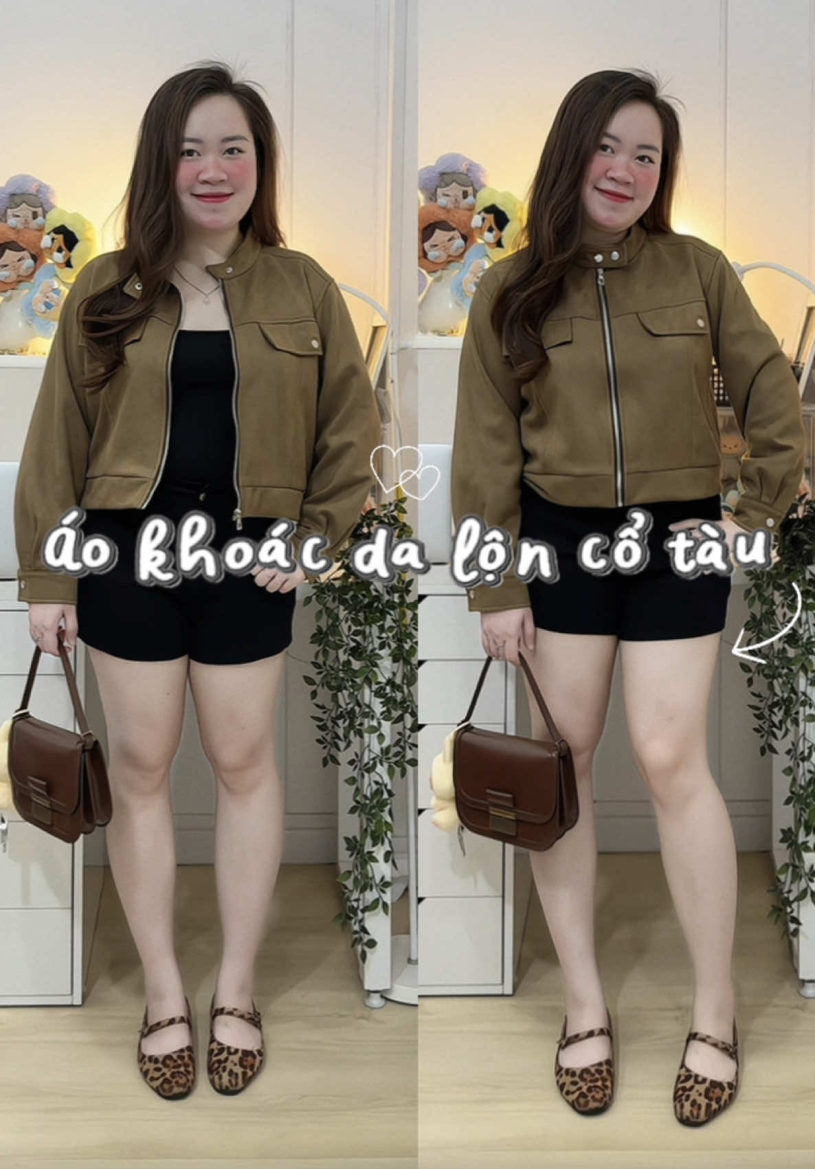 Nhìn nhỏ nhỏ nhưng không những tui mặc vừa mà còn mặc xinh lun 🫶🏻🍂🤎✨ #bigsize #reviewbigsize #aokhoacdalon #aokhoacbigsize #bigsizemacgi 