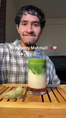 Today we’re making a strawberry matcha!! A fun little dessert drink for a summer afternoon 🍓🍵✨ Also I am SO sorry I forgot to film the actual matcha pour I promise next time I got y’all 😭💀 And again thank you to @Nami Matcha for sending this over! If y'all want to try it out, you can use the code “OMAR” for a 15% discount but again noo pressure! 🫶 Ratio used today: - 6g powder / 60 mL 175 F water - 170 mL milk  - 2 tbsp strawberry preserves . #strawberrymatcha #matcha #namimatcha #teatok #matchalatte 🗿