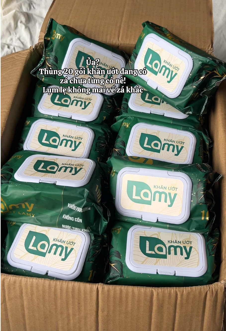 Nguyên thùng gói 20 khăn ướt Lamy zá mềm chưa từng có! Lụm liền mai về zá khác #khangiayuot #khangiayuotkhongmui #khangiayuotchobe #khanuotlamy #lamy 