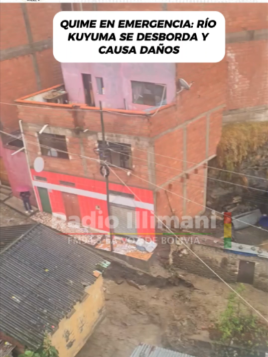 QUIME EN EMERGENCIA: RÍO KUYUMA SE DESBORDA Y CAUSA DAÑOS Las intensas lluvias en la localidad paceña de Quime, provincia Inquisivi, provocaron el desborde del río Kuyuma, generando derrumbes en algunas viviendas y afectando seriamente la infraestructura del lugar. Comunarios reportaron daños materiales y permanecen en alerta ante el riesgo de nuevas crecidas por las precipitaciones continuas. #Bolivia  #viral  #LaPaz #Quime #RíoKuyuma #Inquisivi #Lluvias #RadioIllimani 🎙️ Radio Illimani 🇧🇴