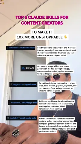 TOP 5 Claude Skills for Content Creators 💬 comment “ULTIMATE” & I’ll send ya the full doc with 11 Trending AI Systems, Claude Skills and Repos to add to your business 📲 follow @lvl_aiautomations to learn how to scale your business with no-code AI Systems