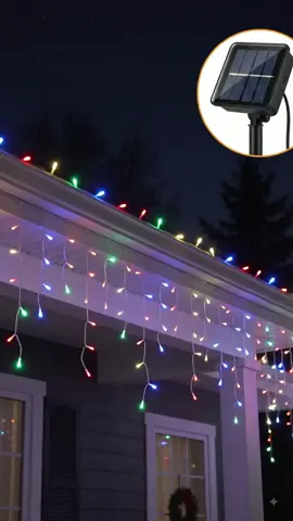 Solar Icicle Light Curtain Light  Fairy String Lights Eaves Decor for Outdoor Curtain Wedding Party Hallowee Stair Decor