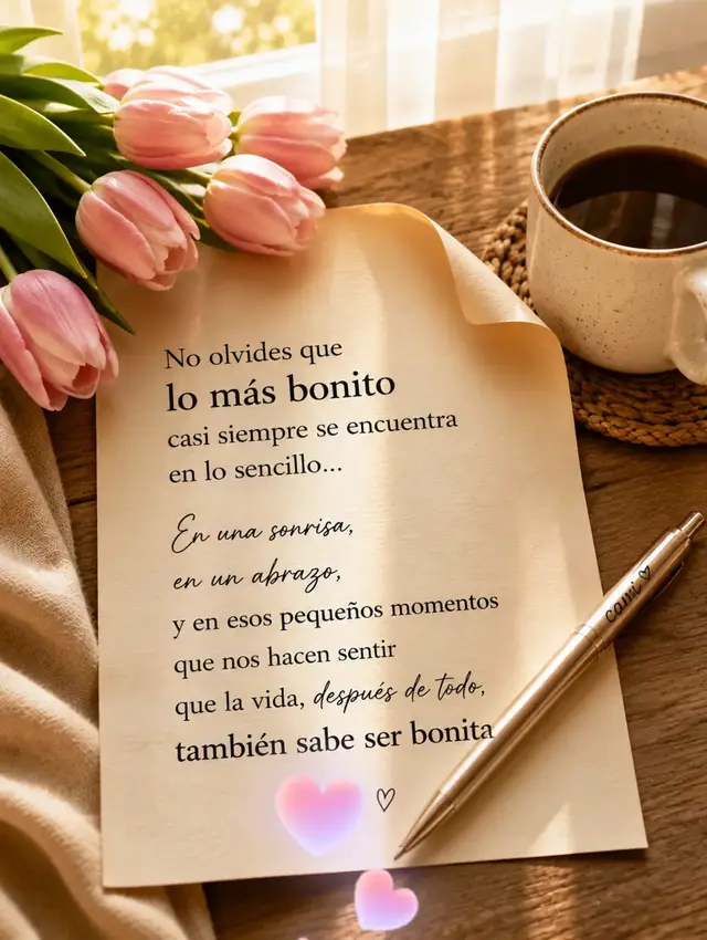 A veces, lo más bonito de la vida está en lo sencillo… ☕️✨ En una sonrisa, un abrazo y esos pequeños momentos que nos hacen sentir que todo vale la pena. ❤️✨ #MomentosBonitos #LoSencillo #Reflexiones #AmorBonito #amor