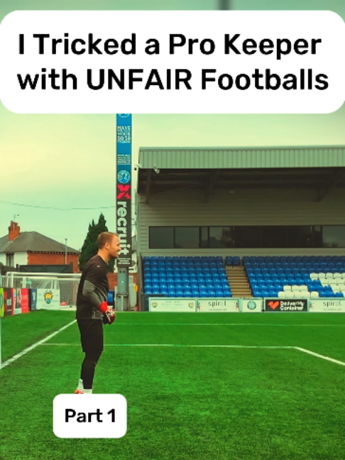 I Tricked a Pro Keeper with UNFAIR Footballs Part 1  #Soccer #goalkeeper #footballtiktok #trickshot #soccerchallenge