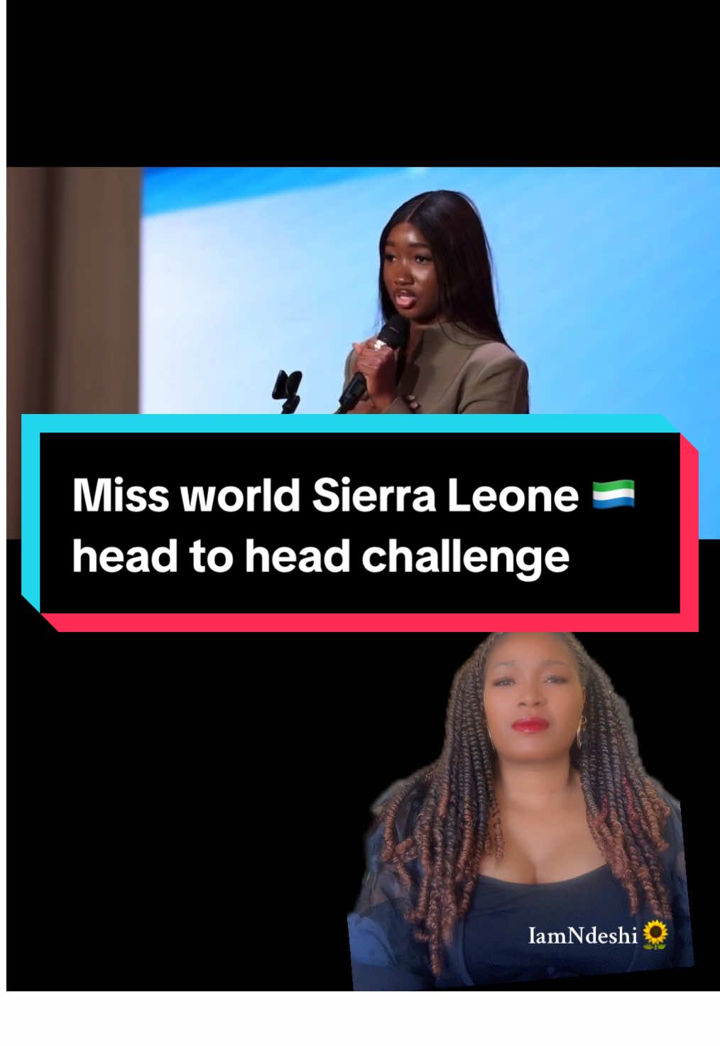 Miss World Sierra Leone 🇸🇱 head to head challenge. Due to the sensitive nature of some of the things mentioned I had to cut out some parts so as to not violate TikTok community guidelines. She was very articulate and her mission very clear  @Miss World Sierra Leone 26’ @Mariyams Ways to the crown 👑 . #missworld #missworld2026 #headtoheadchallenge #sierraleonetiktok🇸🇱 #sierraleone #greenscreenvideo 