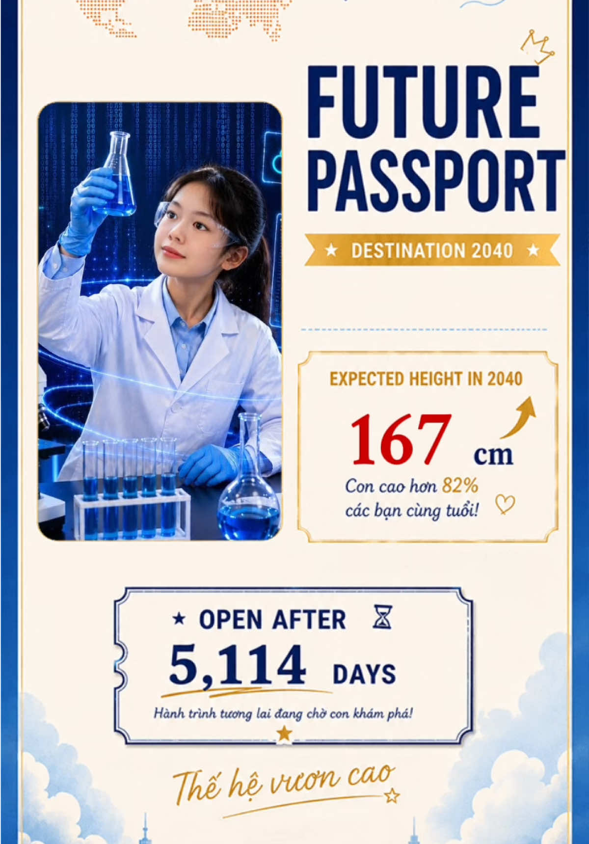 ✈️Mở hộ chiếu tương lai- nhận vali hành lý tương lai cùng Avisure nha mom ơi! 🎉Thể lệ tham gia minigame (20/8-10/9) Bước 1: Dùng template ở video ghim đầu trang Avisure Việt Nam Bước 2: Đăng video với hashtag #HoChieuTuongLai #Avisure , yêu cầu tag tài khoản Avisure Việt Nam Bước 3: Quay lại video ghim đầu trang, bình luận nghề nghiệp bé nhận được ———- TẠO HỘ CHIẾU XINH- NHẬN QUÀ CỰC ĐỈNH 🏆01 Giải Đặc biệt: Xe ô tô đi tới tương lai + 01 hộp Avisure D3MK7 🏅02 Giải Nhất: Xe mô tô đi tới tương lai + 01 hộp Avisure D3MK7 🥈03 Giải Nhì: Vali hành lý tương lai + 01 hộp Avisure D3MK7  🥉100 Giải Nhiệt huyết: Balo tương lai cho đơn hàng tiếp theo  Kết quả minigame được đăng tải trực tiếp trên kênh Avisure Việt Nam ngày 11/9. Ba mẹ cùng bé tham gia nha! #avisure #avisurethehevuoncao #hochieutuonglai 