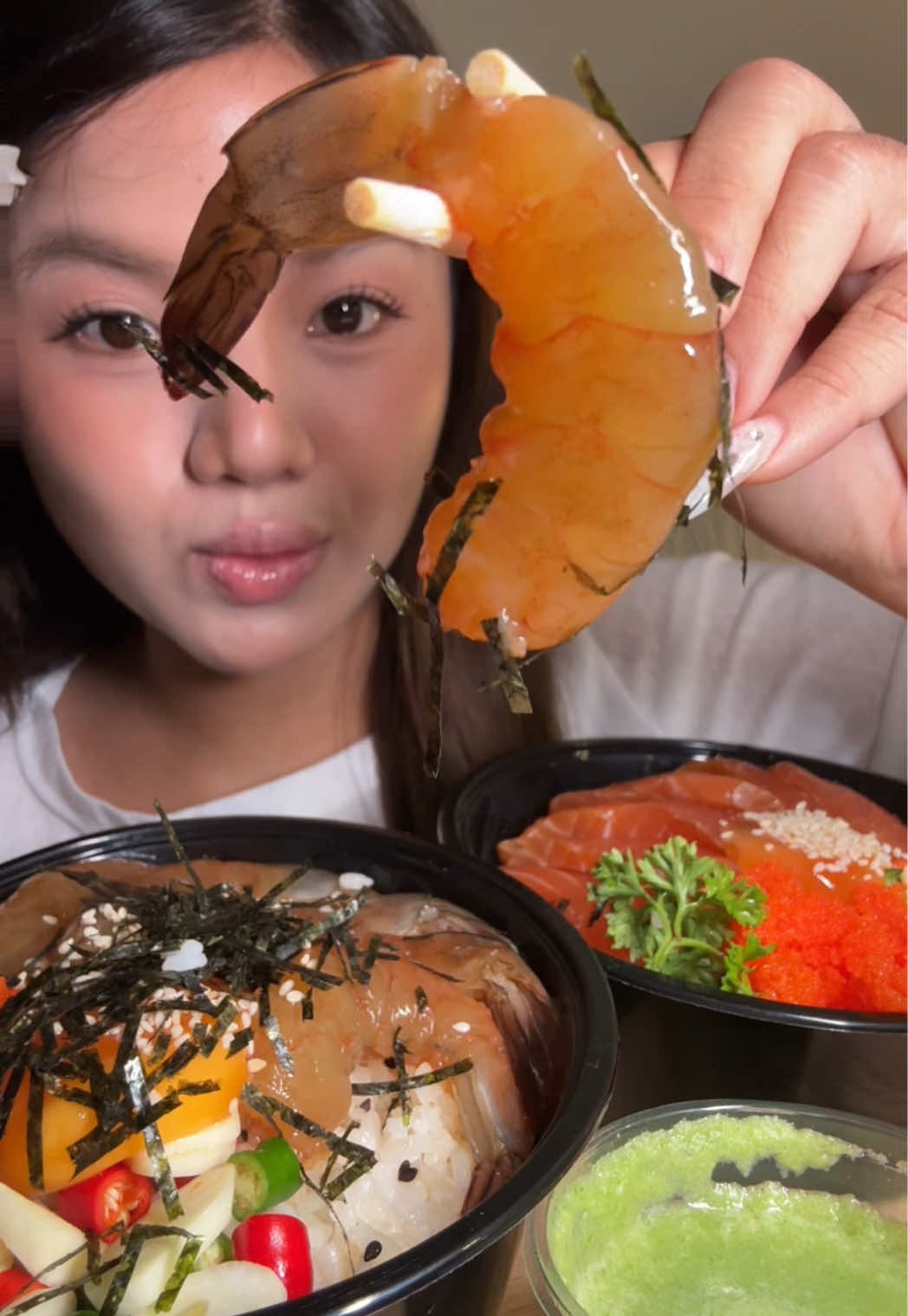 ASMR กินข้าวหน้าเเซลม่อนดองกุ้งดอง สั่งในไลน์เเมนเลย 🦐💚 #asmr #LINEMANถูกสุดทุกวัน #LINEMAN #กุ้งดอง #เเซลม่อนดอง