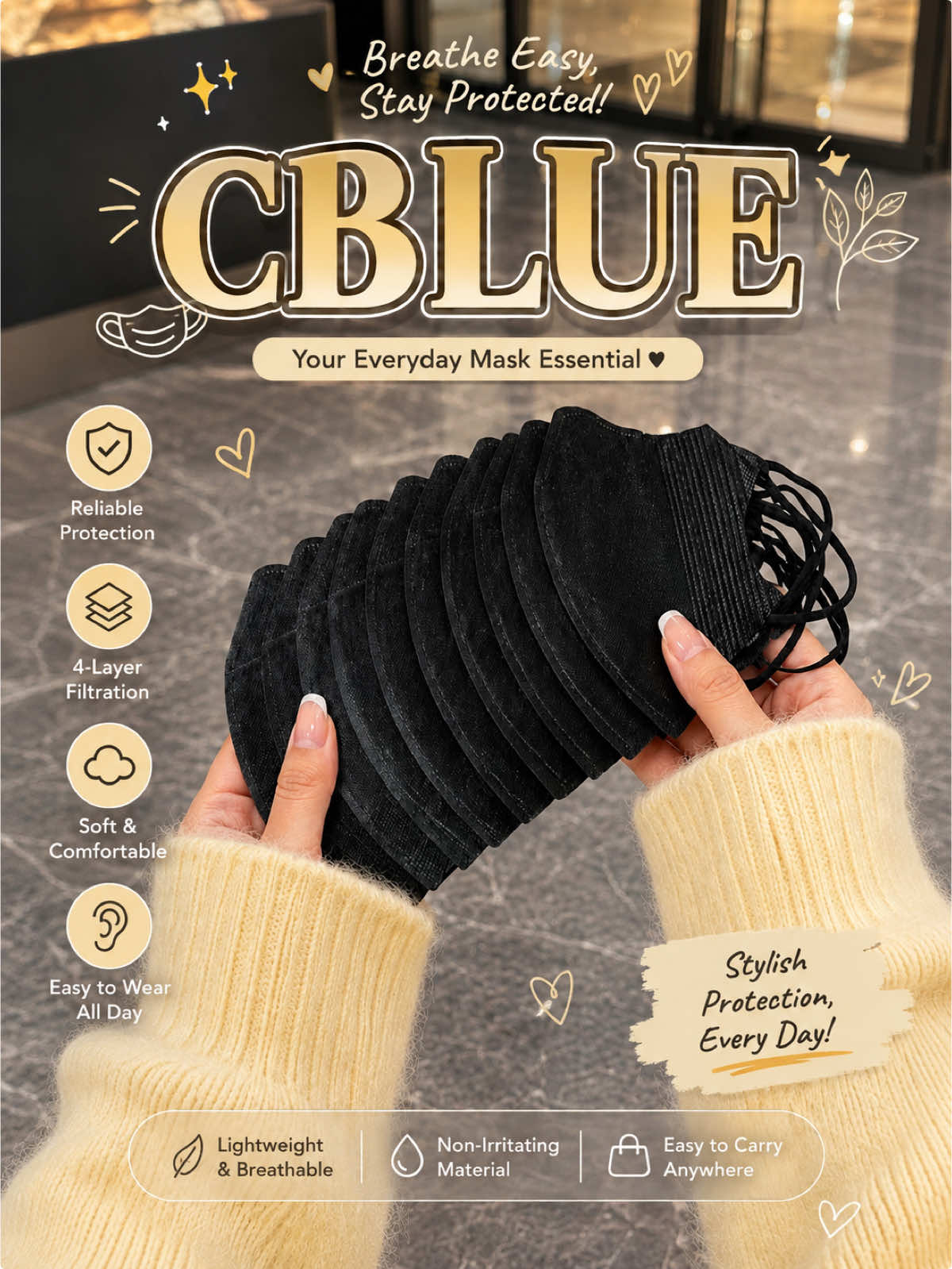 CBLUE Face Mask Korea 3D Face Lifting Butterfly 10 Pcs./50 Pcs. 3D/5D #facemask #creatorsearchinsights 