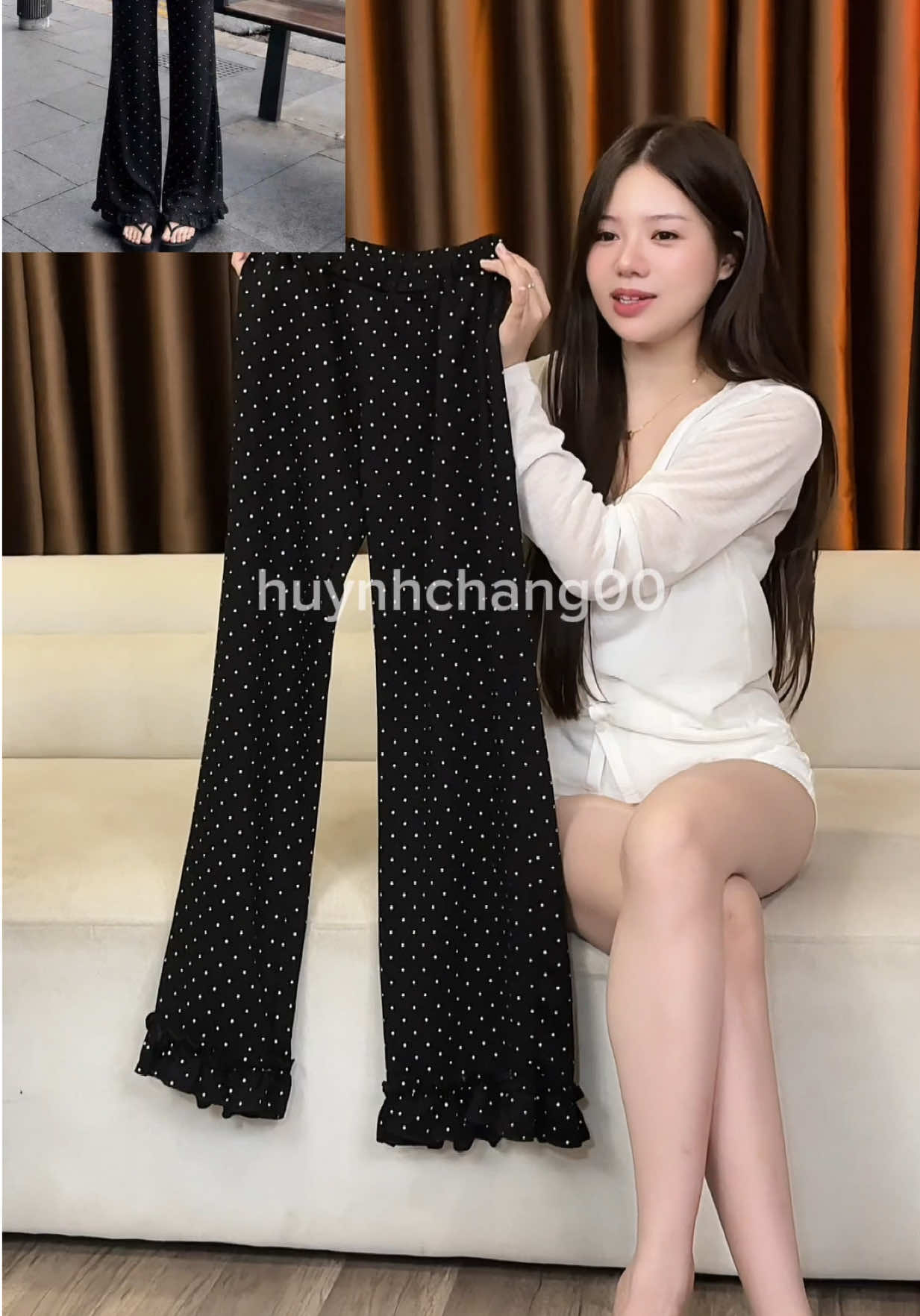 Quần loe chấm bi xinh xỉu 🥰#xuhuong #huynhchang00 