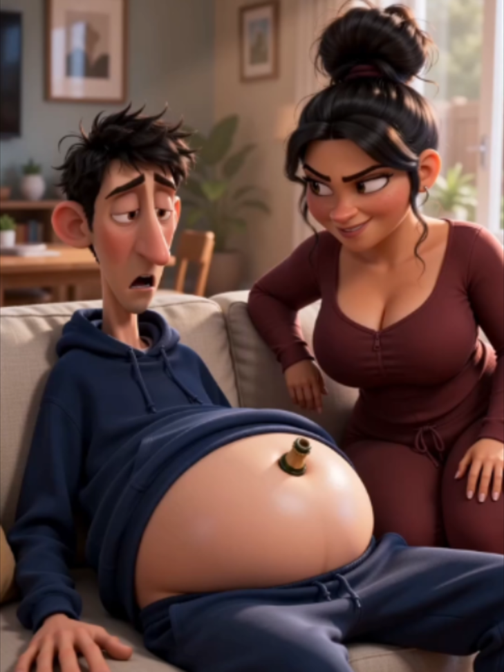 When your girlfriend finally gets tired of your beer belly 😂! This cartoon physics couple prank is completely unhinged. She literally pulled the plug on his bloated stomach, and he flew around the room like a deflating balloon! Him getting stuck in the ceiling as an empty hoodie at the end is taking me out. The ultimate unexpected plot twist and epic prank 💀🎈 #couplecomedy #funnyanimation #beerbelly #balloonprank #plottwist #unexpected #boyfriendprank #3danimation #foryoupage #viral