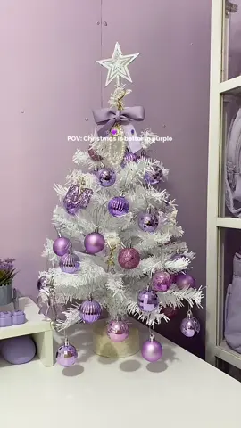my mini christmas tree as a purple girlyyy 🎄💜⭐️ #christmastree #minichristmastree #christmasdecor #purple 