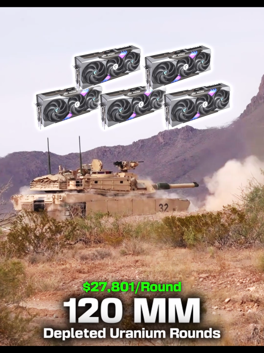 Cost in Units of RTX 5090 Price of RTX 5090 currently sits at roughly $4,899 which is up well over 100% of the original $1,999 MSRP Graphics cards have exploded in value due to the AI boom. No clear end is in sight for the price of GPUs. This video will likely be out of date in a few months. Sources: US Army Procurement FY2027 US Navy Procurement FY2026 Newegg.com #usa #nvidia #tiktokgrowthchallenge 