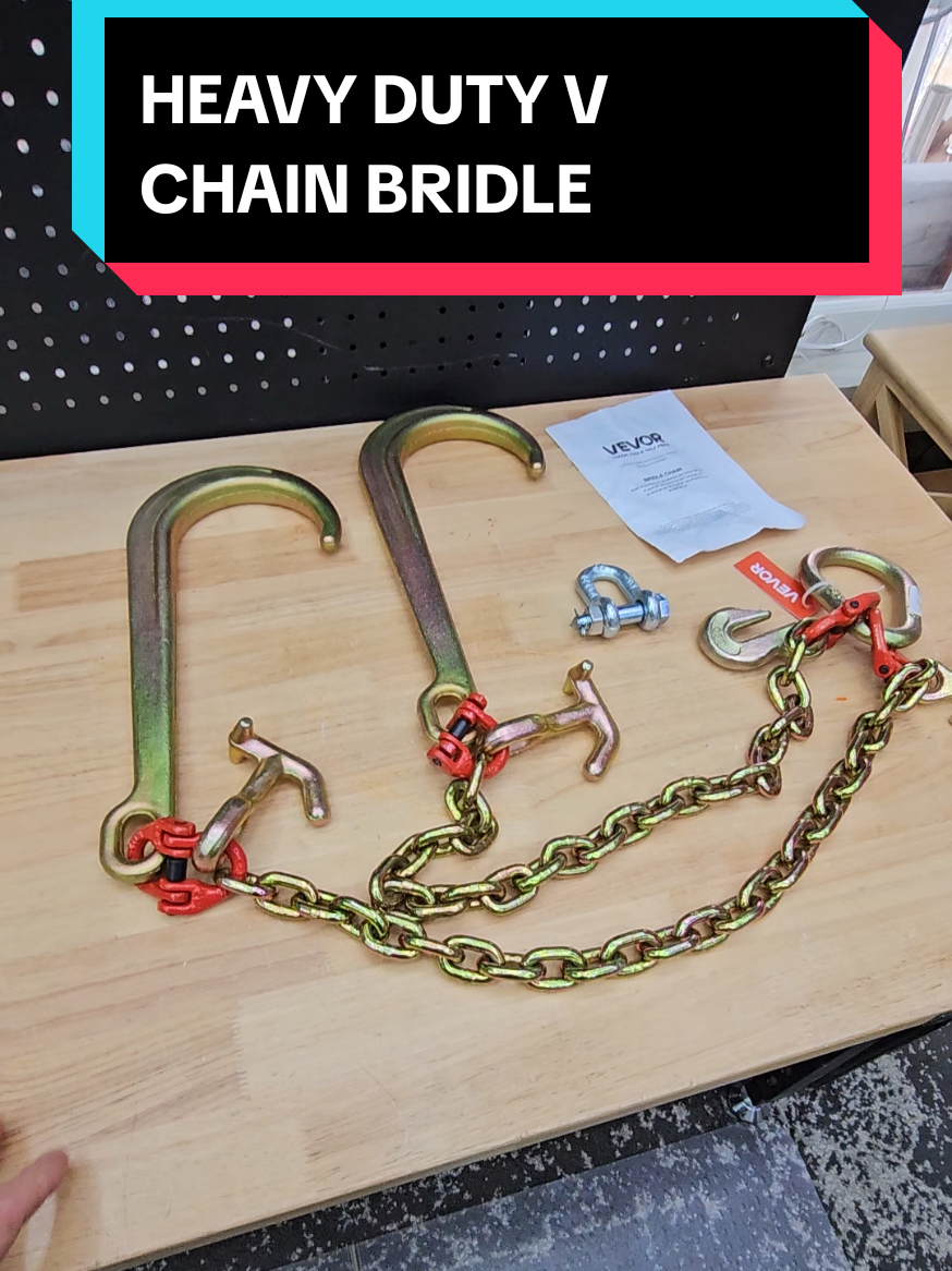 VEVOR HEAVY DUTY V CHAIN BRIDLE, 3 FT G80 CHAIN, 9260 LB WORKING LOAD, RTJ CLUSTER HOOKS, DOT CERTIFIED, D SHACKLE. #vchainbridle #towing #towingandrecovery #tiktokshopcreatorpicks #TikTokshopbacktoschool @Haidee_Collab @VEVOR Store @CreatorCollab_Mabel 