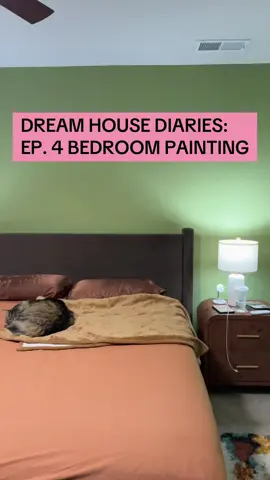 Dream House Diaries: Ep. 4 Bedroom Painting! After way too much debating over the perfect shade, I committed to “Brisk Olive” 🫒  I had a lot of moments where I considered changing the color all together but i’m so glad I didn’t.  #dreamhousediaries #newhome #interiorpaint #greenbedroom #interiordesigner 
