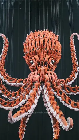 This Human Octopus is Mesmerizing Made From Hundreds of Acrobats #octopus #illusion #viral #fyp #ballet 