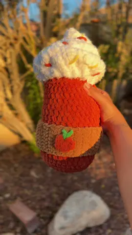 crochet pumpkin spice latte 🎃🍂☕️ she a little disformed but it’s ok I tried 😔 #pumpkin #fall #foryoupage #fyp #fypシ 