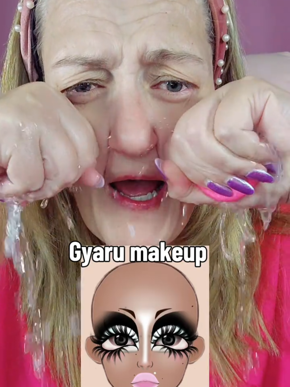 Gyaru/crybaby makeup look #gyarumakeup #crybabymakeup #gems #grwmmakeup #colourpopcosmetics @ColourPop Cosmetics fadewithhue eyeshadow @Morphe Cosmetics mixed signals 