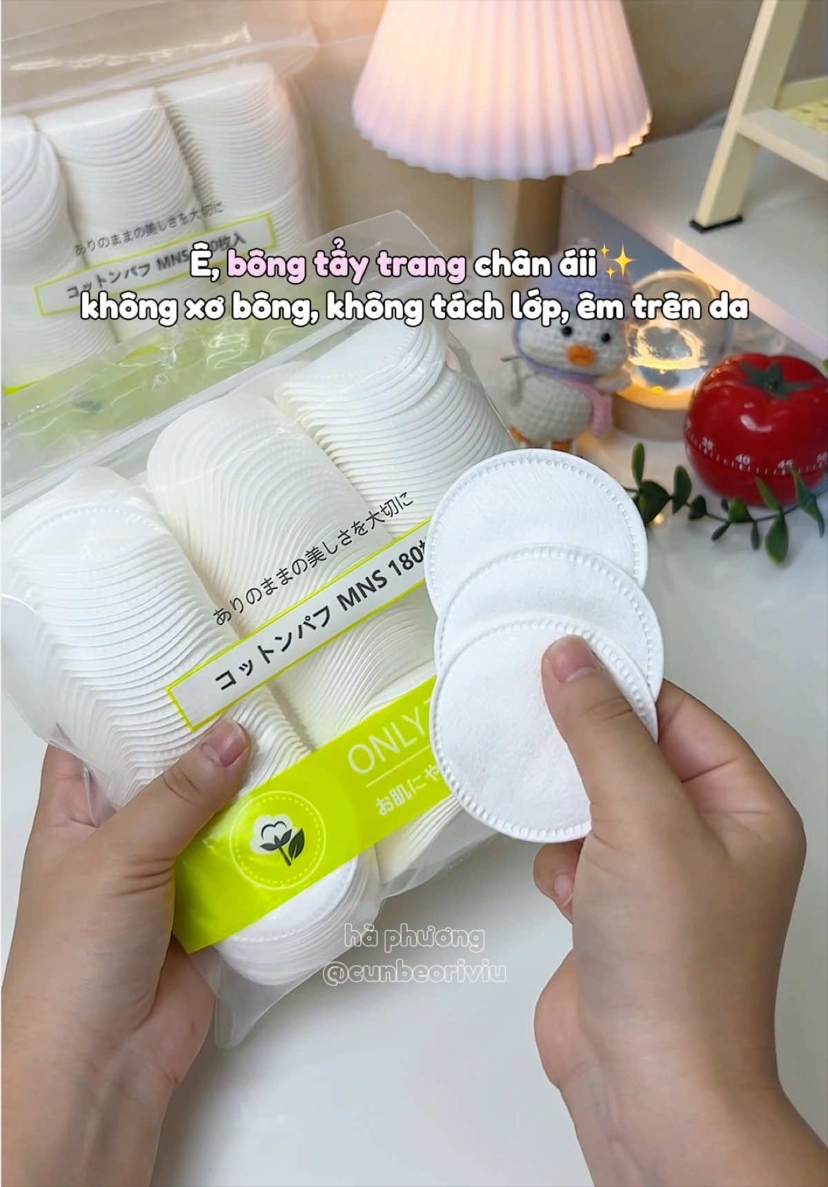 Bông tẩy trang MNS chân áiii #bongtaytrang #bongtaytrangquocdan #bongtaytrangcotton #bongtaytrangMNS  