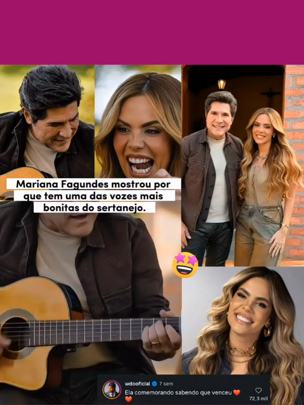 @Mariana Fagundes  vem construindo sua trajetória no sertanejo há mais de 20 anos. Dona de uma voz marcante e de uma interpretação intensa, a cantora começou a cantar ainda criança e conquistou seu espaço no gênero com talento, autenticidade e muita dedicação. Ao longo da carreira, lançou músicas que reforçaram sua identidade artística e se tornou um dos grandes nomes femininos do sertanejo. Recentemente, Mariana participou do programa Viver Sertanejo, da TV Globo, apresentado por Daniel. Durante a atração, relembrou momentos importantes da carreira, falou sobre sua história na música, sua fé e os desafios que enfrentou ao longo da vida. Além do bate-papo, emocionou o público ao interpretar “Peão Todo Tatuado” e “Fim de Noite” ao lado de Daniel, além de participar de outras apresentações ao lado de Kleo Dibah & Rafael. A participação foi muito elogiada e reforçou o motivo de ela ser considerada por muitos uma das vozes mais bonitas do sertanejo. #marianafagundescy #mjmusiccy