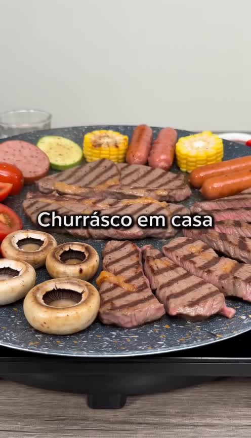Churrasqueira Elétrica Portátil Premium Grill 1500W Bandeja Removível Para Uso Interno #Chapa #Elétrica #Redonda #Antiaderente
