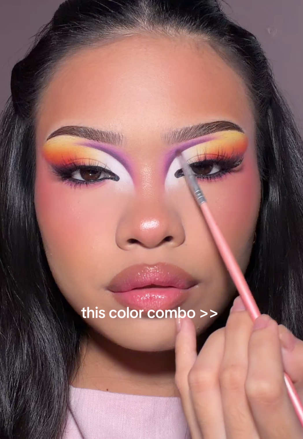 inspo from Pinterest 💜❤️🧡💛 #colorcombo #fyp #makeup #makeupph #creativemakeup 