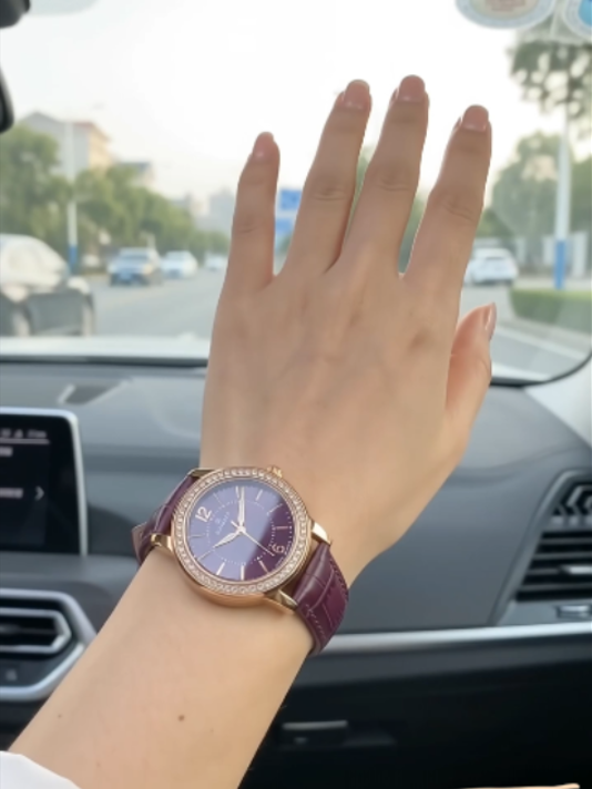 Đồng Hồ Nữ I&W Carnival 55896L Chính Hãng - Vàng Hồng, Viền Đá, Dây Da, Kính Sapphire#qtcs #thoitrangnu #donghonu