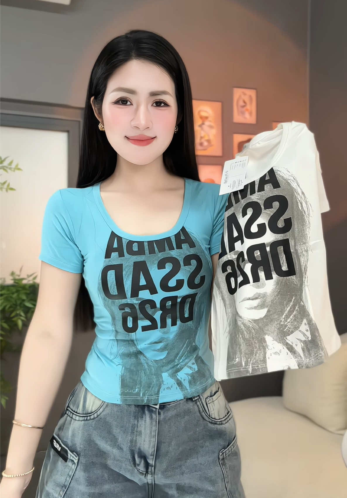 Áo thun họa tiết form ôm siêu đẹp #phungdungne #tiktokshop99 #aothunnu #aothun #aonu 