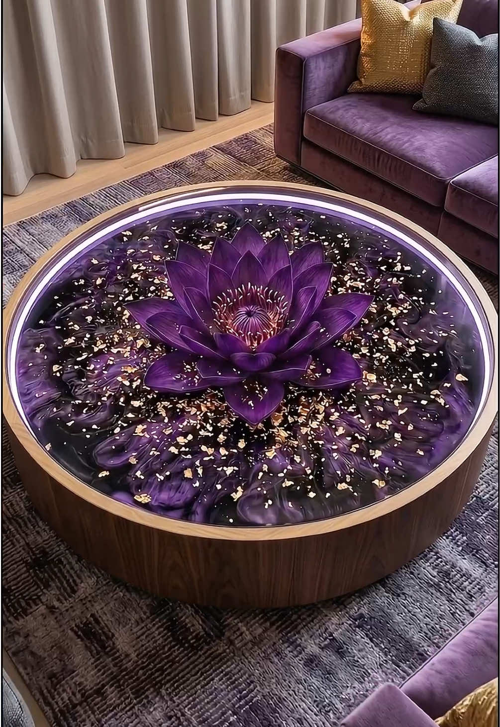 This 3D purple lotus epoxy table is pure luxury! 💜✨ Wait for the end... The ultimate oddly satisfying ASMR resin transformation! Watch this spectacular round mold setup come to life. Deep black and vibrant purple epoxy merge into a breathtaking marble swirl. The masterpiece is elegantly anchored by a stunning 3D purple lotus flower placed exactly in the center. Finished flawlessly by perfectly flooding the mold to the absolute brim with crystal-clear resin for a stunning glass-like finish. Showcased beautifully with the room environment remaining identical and without human figures for the ultimate reveal. This frameless OMH creation redefines home decor with its ultra-modern luxury aesthetic. Tag someone who needs this elegant vibe! 👇 #epoxytable #satisfyingvideo #resinart #luxurydecor #OMH    