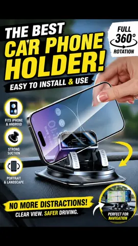 If you use your phone for navigation, you NEED this! 🚗 Car Phone Holder 360° rotation for the perfect viewing angle. Easy to install. Easy to use. #TikTokMadeMeBuyIt #TikTokshopbacktoschool #carholderphone #handsfree #tiktokshop 