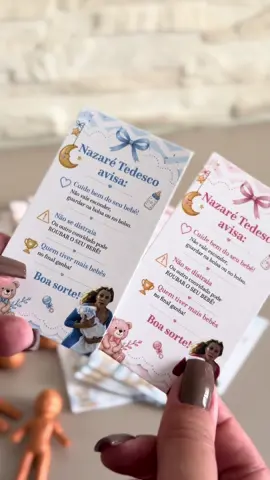 Você já tinha ouvido falar dessa brincadeira? Compre o kit cartão + bonecos #chadebebe #brincadeira #bebe #charevelacao 