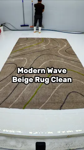 Professional deep cleaning and intensive foam wash of a modern beige shag rug featuring flowing wave lines with subtle lime green accents. Watch this thick plush pile absorb rich foam to dissolve deep trapped dirt. Pure ASMR satisfaction! 🧼✨ #carpetcleaning #satisfyingclean #asmr #cleaningtips #deepclean #fyp
