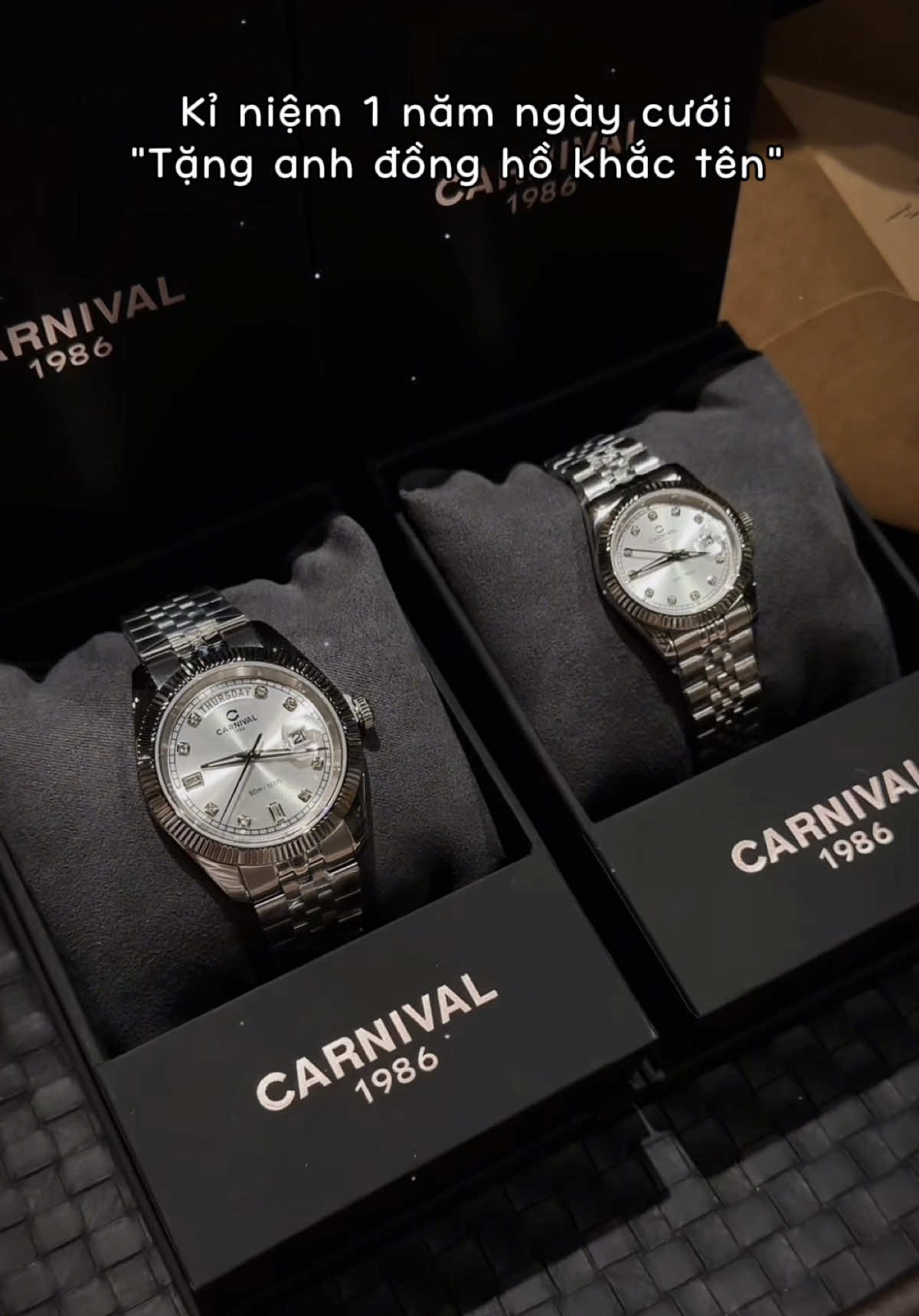Gợi ý couple Carnival Trắng basic dễ đeo - Khắc tên miễn phí theo yêu cầu làm quà nha✨ #carnival8131l #donghonu #lunawatch #xuhuong #viral 