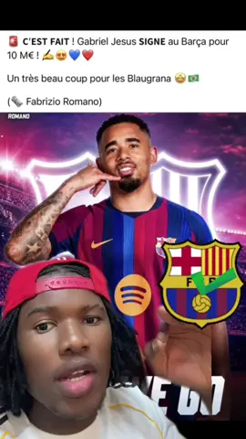 🚨 C’EST FAIT ! Gabriel Jesus SIGNE au Barça pour 10 M€ ! ✍️😍💙❤️ Un très beau coup pour les Blaugrana 🤩🇧🇷 (🗞️ @Fabrizio Romano)