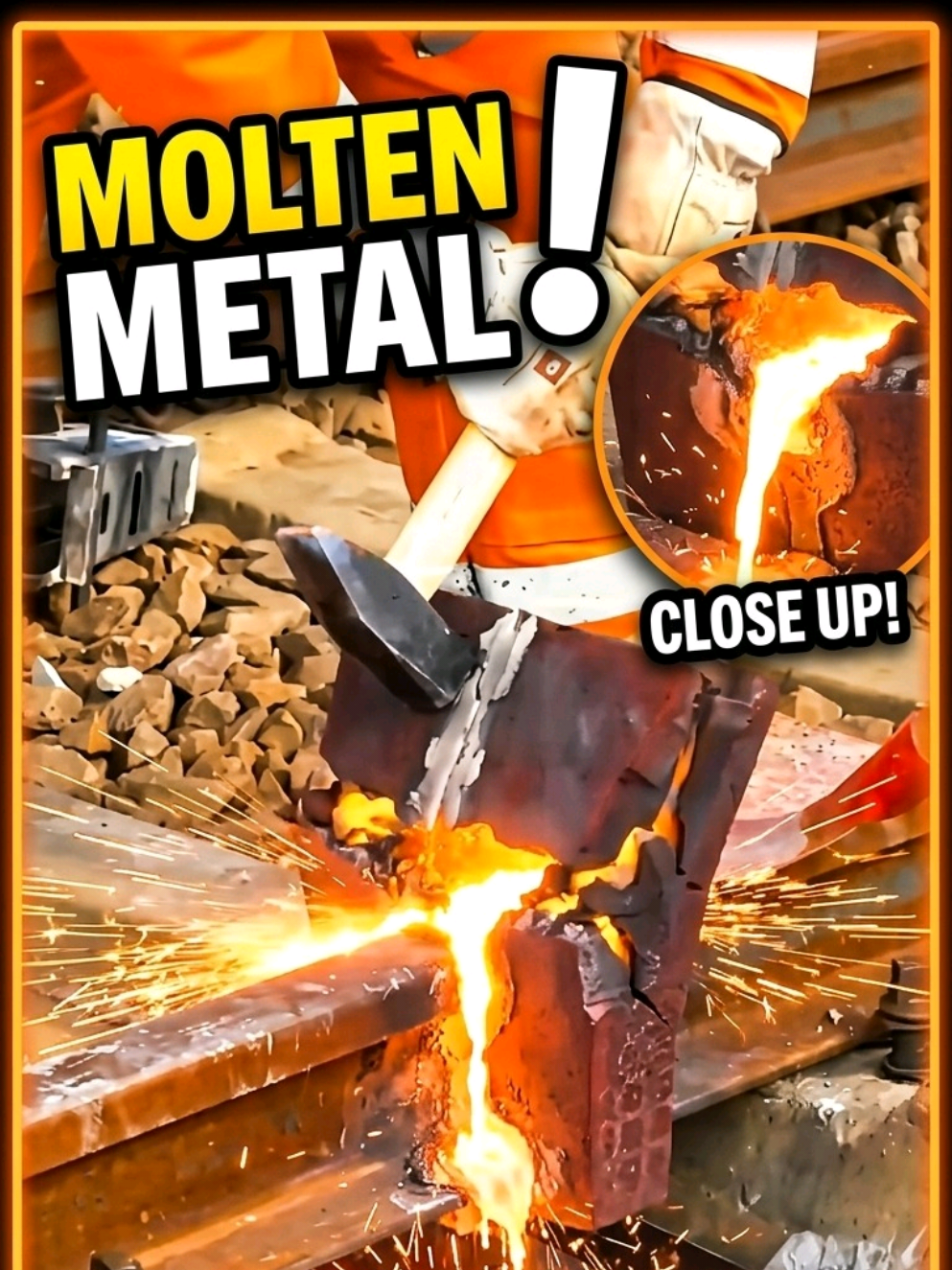 They Pour Molten Metal on Broken Train Tracks! #fyp #metal #hotmetal #train #heavydutty 