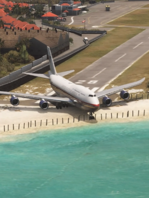 Avião do presidente quase entrou na água nesse aeroporto extremamente pequeno - Flight Simulator #avião #jogos #gameplay