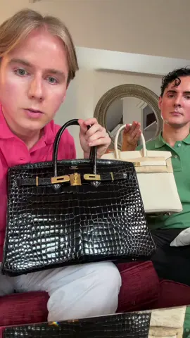 Let’s compare a croc Birkin to a craie Birkin! 🛍️❤️: you can shop our beautiful angelllboys store from the link in our bio. #birkin #hermes #bags #chat #fashion @Lilacbluelondon 
